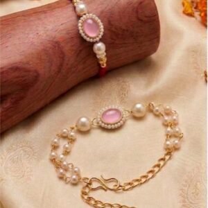 Pearl Bracelet Rakhi Combo