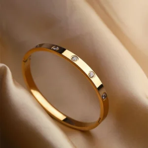Gold-Plated Screw Motif Bangle Bracelet