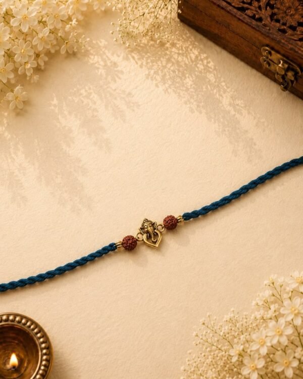 Blue Ganesha Rudraksha Rakhi