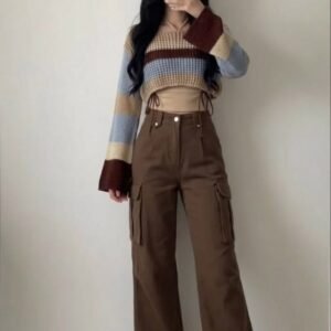 Trendy Korean Cargo Pants Set