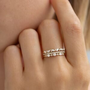 Gold Marquise Diamond Stacking Rings