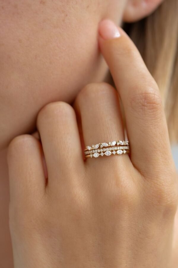 Gold Marquise Diamond Stacking Rings