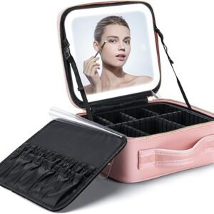 Portable Makeup Organizer with LED Mirror