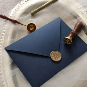Navy Wax Seal Wedding Invitation Envelope
