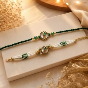Peacock Pearl Bhai Bhabhi Rakhi