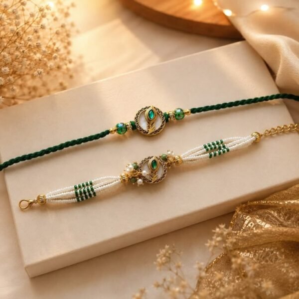 Peacock Pearl Bhai Bhabhi Rakhi