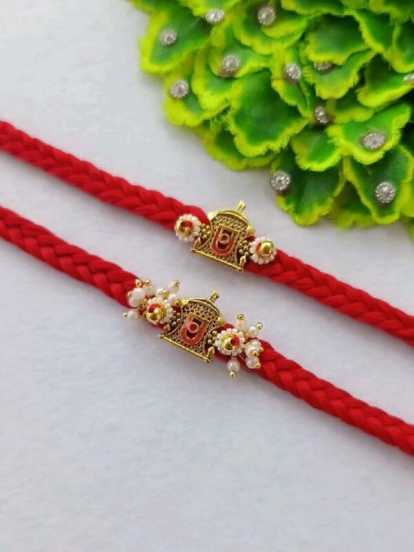 Temple Charm Red Rakhi