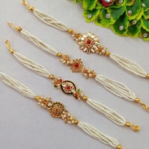 Pearl Kundan Lumba Rakhi