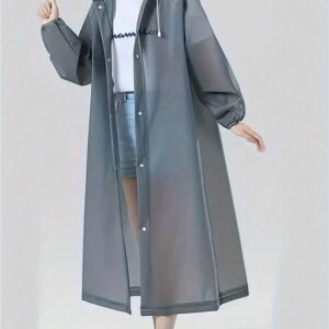 Long Transparent Hooded Rain Poncho