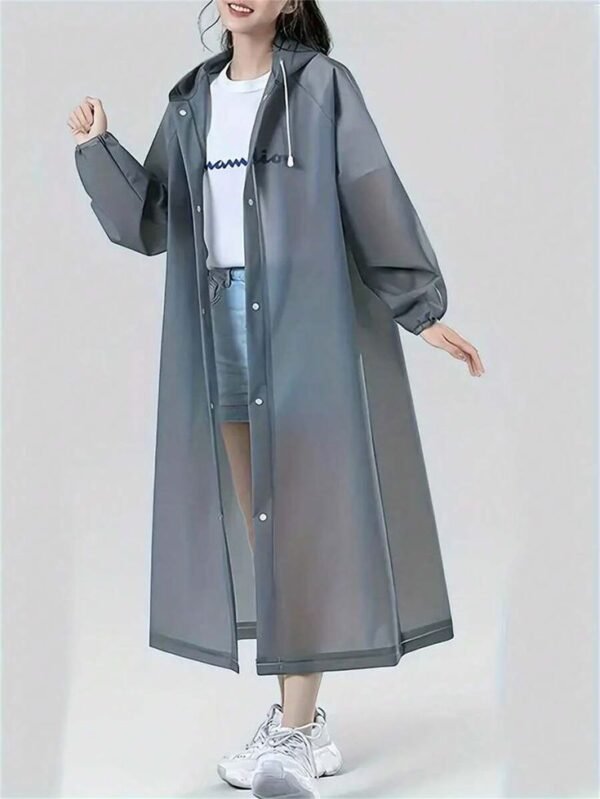 Long Transparent Hooded Rain Poncho