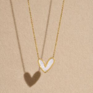Gold Mother-of-Pearl Heart Pendant Necklace