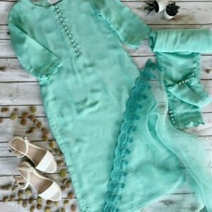 Sea Green Pearl-Button Kurta Set