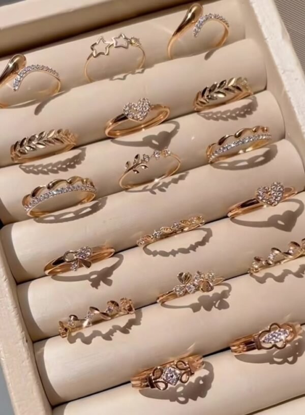Gold Stackable Rings ? Sparkle Set