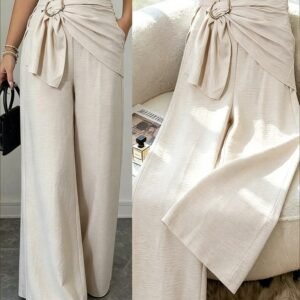 Wrap Tie Wide-Leg Palazzo Pants