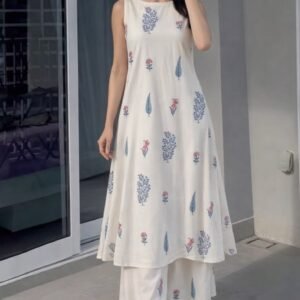 Ivory Floral Block Print Kurta Set
