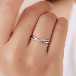 Silver Twisted Pave Diamond Ring