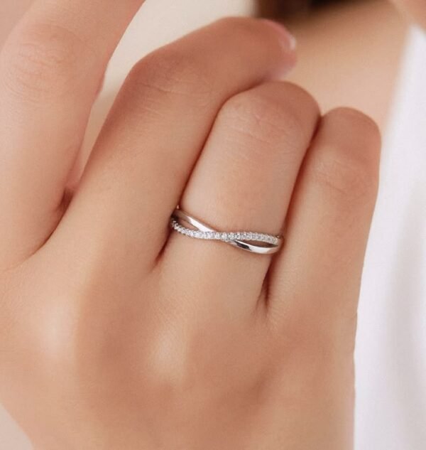 Silver Twisted Pave Diamond Ring